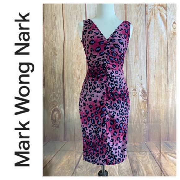 🌸Mark Wong Nark Pink Animal Print MIDI Dress Size 4 - Picture 1 of 8